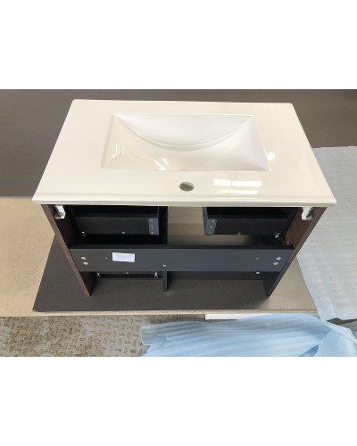 Тумба с раковиной Comforty Франкфурт 75 00004150531 подвесная Дуб шоколадно-коричневый