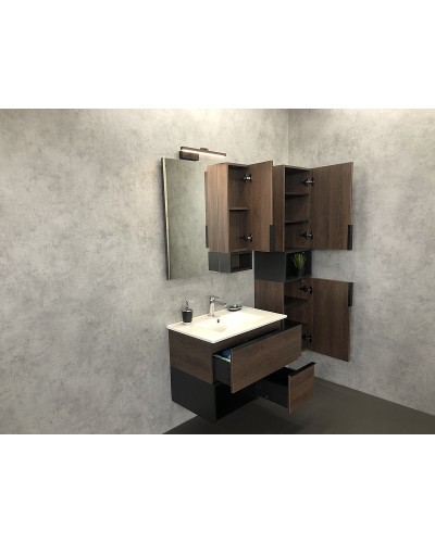 Тумба с раковиной Comforty Франкфурт 75 00004150531 подвесная Дуб шоколадно-коричневый