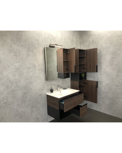 Тумба с раковиной Comforty Франкфурт 75 00004150531 подвесная Дуб шоколадно-коричневый