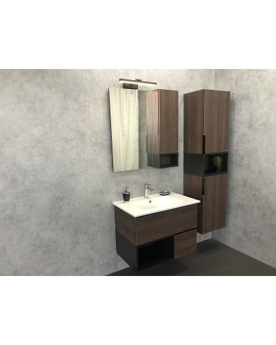 Тумба с раковиной Comforty Франкфурт 75 00004150531 подвесная Дуб шоколадно-коричневый