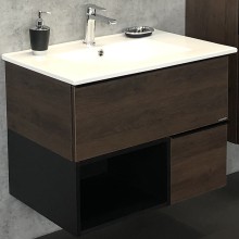 Тумба с раковиной Comforty Франкфурт 75 00004150531 подвесная Дуб шоколадно-коричневый