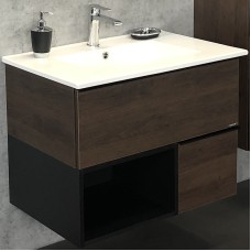 Тумба с раковиной Comforty Франкфурт 75 00004150531 подвесная Дуб шоколадно-коричневый