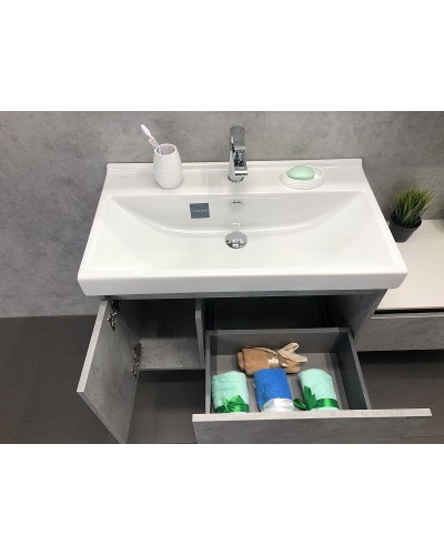 Тумба с раковиной Comforty Осло 80 00-00000836 подвесная Бетон светлый