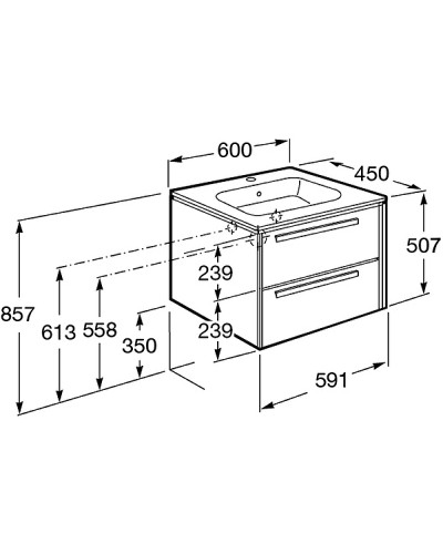 Тумба под раковину Roca Lago 60 857295806 подвесная Белый глянец