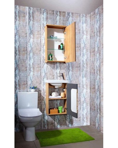 Тумба под раковину Бриклаер Форест 40 4627125414633 подвесная Дуб золотой Антрацит