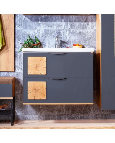 Тумба под раковину Бриклаер Форест 80 4627125414657 подвесная Дуб золотой Антрацит