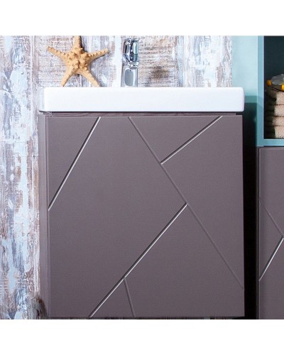 Тумба под раковину Бриклаер Кристалл 50 4627125414503 подвесная Софт Графит Ясень Анкор темный