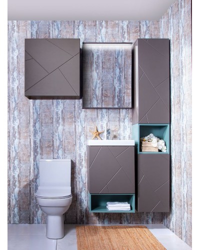 Тумба под раковину Бриклаер Кристалл 50 4627125414503 подвесная Софт Графит Ясень Анкор темный