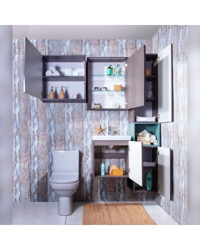 Тумба под раковину Бриклаер Кристалл 50 4627125414503 подвесная Софт Графит Ясень Анкор темный