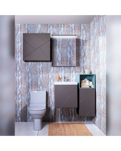 Тумба под раковину Бриклаер Кристалл 50 4627125414503 подвесная Софт Графит Ясень Анкор темный