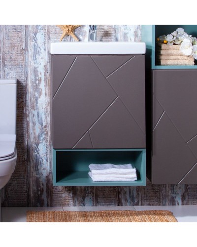 Тумба под раковину Бриклаер Кристалл 50 4627125414503 подвесная Софт Графит Ясень Анкор темный