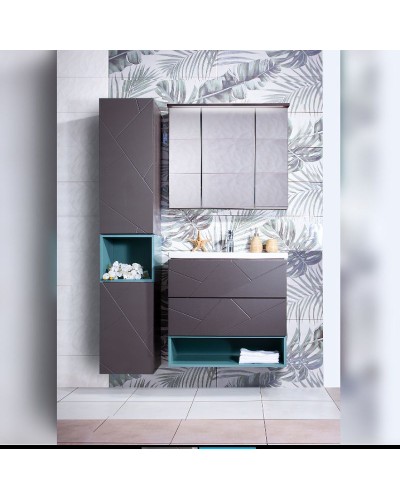 Тумба под раковину Бриклаер Кристалл 70 4627125414527 подвесная Софт Графит Ясень Анкор темный