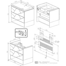 Тумба под раковину Бриклаер Кристалл 70 4627125414527 подвесная Софт Графит Ясень Анкор темный