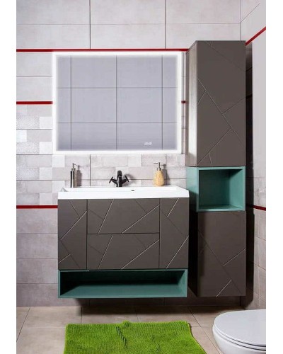 Тумба под раковину Бриклаер Кристалл 90 4627125414541 подвесная Софт Графит Ясень Анкор темный