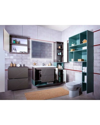 Тумба под раковину Бриклаер Кристалл 90 4627125414541 подвесная Софт Графит Ясень Анкор темный