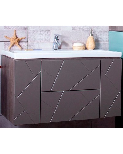 Тумба под раковину Бриклаер Кристалл 90 4627125414541 подвесная Софт Графит Ясень Анкор темный