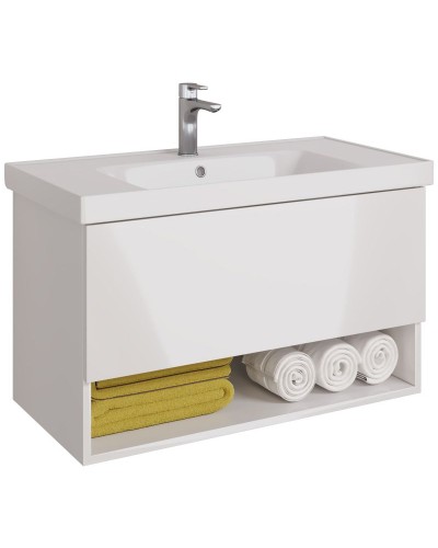 Тумба под раковину Dreja Perfecto 90 99.0808 подвесная Белый глянец