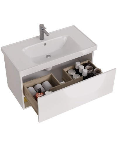 Тумба под раковину Dreja Perfecto 90 99.0808 подвесная Белый глянец