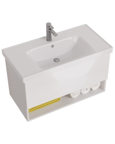 Тумба под раковину Dreja Perfecto 90 99.0808 подвесная Белый глянец