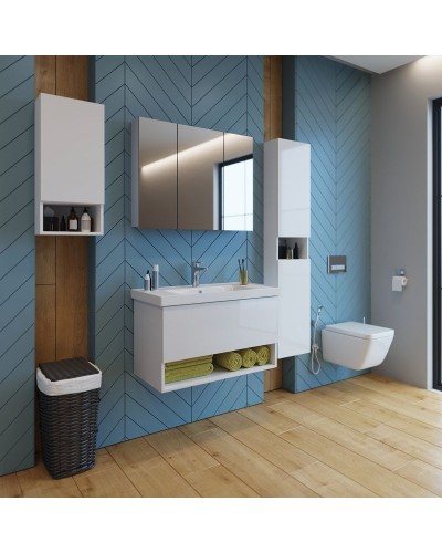 Тумба под раковину Dreja Perfecto 90 99.0808 подвесная Белый глянец