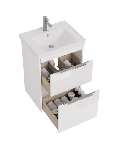 Тумба под раковину Dreja Prime 60 99.9300 подвесная Белый глянец