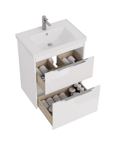 Тумба под раковину Dreja Prime 70 99.9301 подвесная Белый глянец