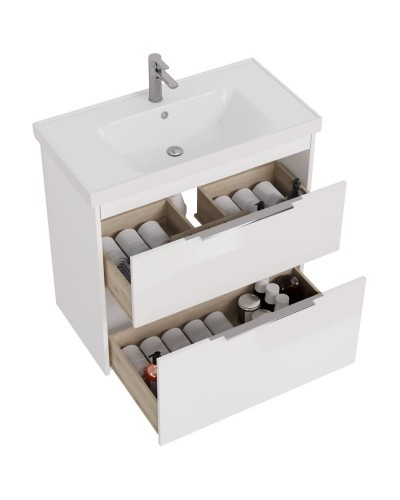 Тумба под раковину Dreja Prime 90 99.9302 подвесная Белый глянец