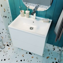 Тумба с раковиной Marka One Elena 60П У96879 подвесная Белый глянец