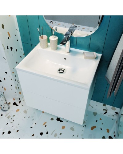 Тумба с раковиной Marka One Elena 60П У96879 подвесная Белый глянец