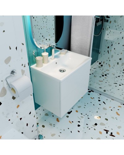 Тумба с раковиной Marka One Elena 60П У96879 подвесная Белый глянец