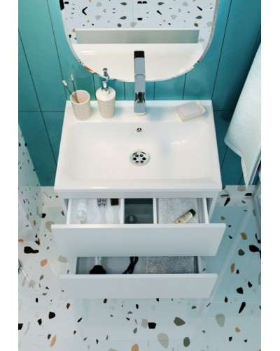 Тумба с раковиной Marka One Elena 60П У96879 подвесная Белый глянец