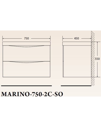 Тумба под раковину BelBagno Marino 75 MARINO-750-2C-SO-BL-P подвесная Bianco Lucido
