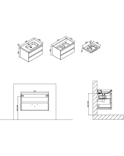Тумба под раковину Vincea Luka VMC-1L800NW подвесная N.Wood