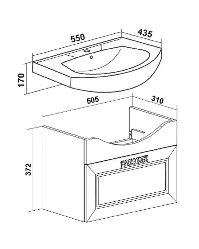 Тумба под раковину Runo Монро 55 00-00000458 подвесная Белая