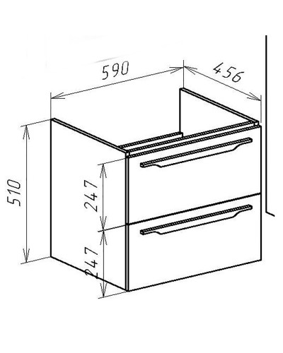 Тумба под раковину Bellezza Луиджи 60 4639209000458 2 ящика подвесная Капучино