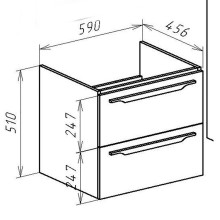 Тумба под раковину Bellezza Луиджи 60 4639209000427 2 ящика подвесная Серая