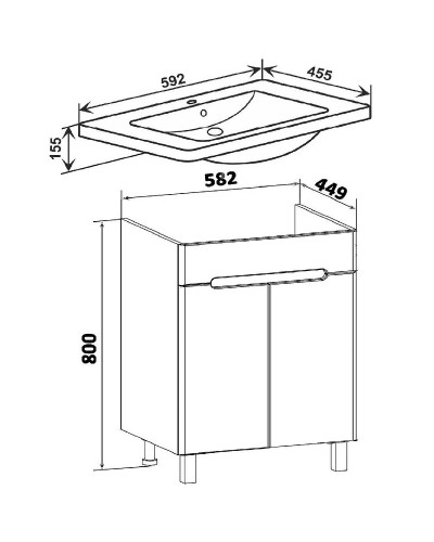 Тумба под раковину Runo Парма 60 00-00001038 Белая