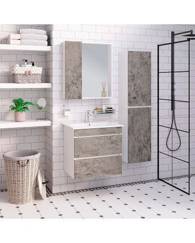 Тумба под раковину Runo Манхэттен 65 00-00001018 Серый бетон Белая