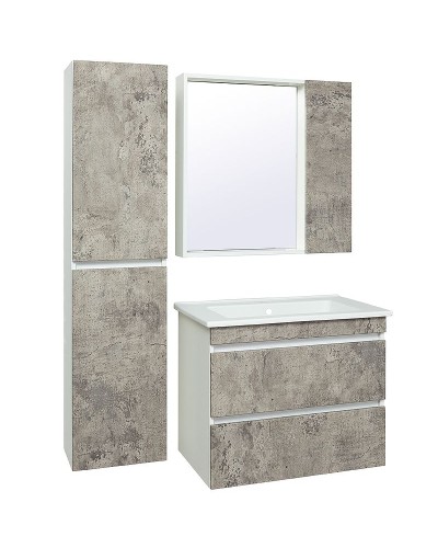 Тумба под раковину Runo Манхэттен 75 00-00001019 Серый бетон Белая