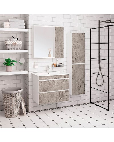 Тумба под раковину Runo Манхэттен 75 00-00001019 Серый бетон Белая