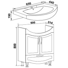 Тумба под раковину Runo Неаполь 65 00-00001033 Белая