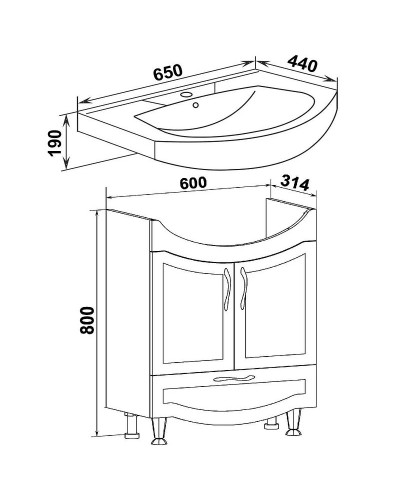 Тумба под раковину Runo Неаполь 65 00-00001033 Белая