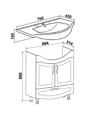 Тумба под раковину Runo Неаполь 75 00-00001034 Белая