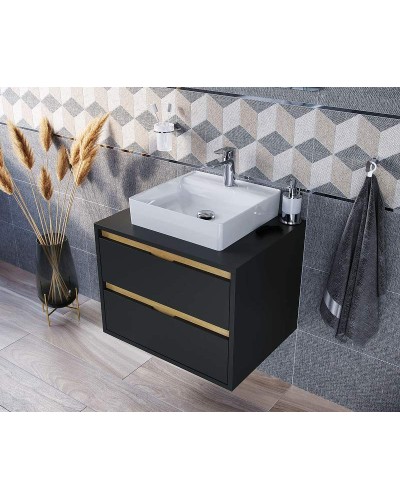 Тумба под раковину Excellent Tuto 60 MLEX.0104.600.BKBL подвесная Черный матовый Дуб