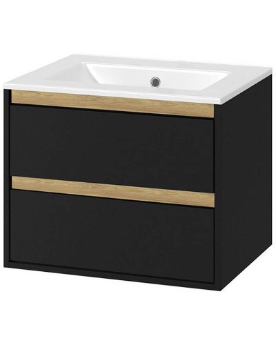 Тумба под раковину Excellent Tuto 60 MLEX.0103.600.BKBL подвесная Черный матовый Дуб