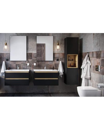 Тумба под раковину Excellent Tuto 60 MLEX.0103.600.BKBL подвесная Черный матовый Дуб