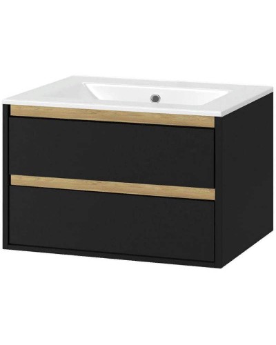 Тумба под раковину Excellent Tuto 80 MLEX.0103.800.BKBL подвесная Черный матовый Дуб