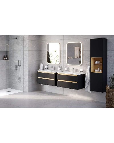 Тумба под раковину Excellent Tuto 80 MLEX.0103.800.BKBL подвесная Черный матовый Дуб