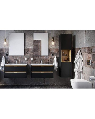 Тумба под раковину Excellent Tuto 80 MLEX.0103.800.BKBL подвесная Черный матовый Дуб