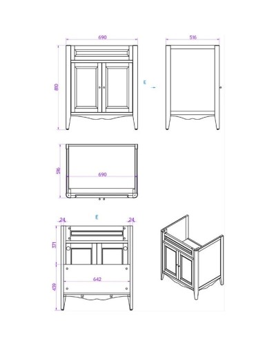 Тумба с раковиной белый 73 см Tiffany World Veronica Nuova VER2073-B+AR834bix1
